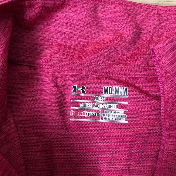 Women's Under Armour Fuchsia Pink 1/4 Zip Long sleeve Pull-over size M - Picture 10 of 11